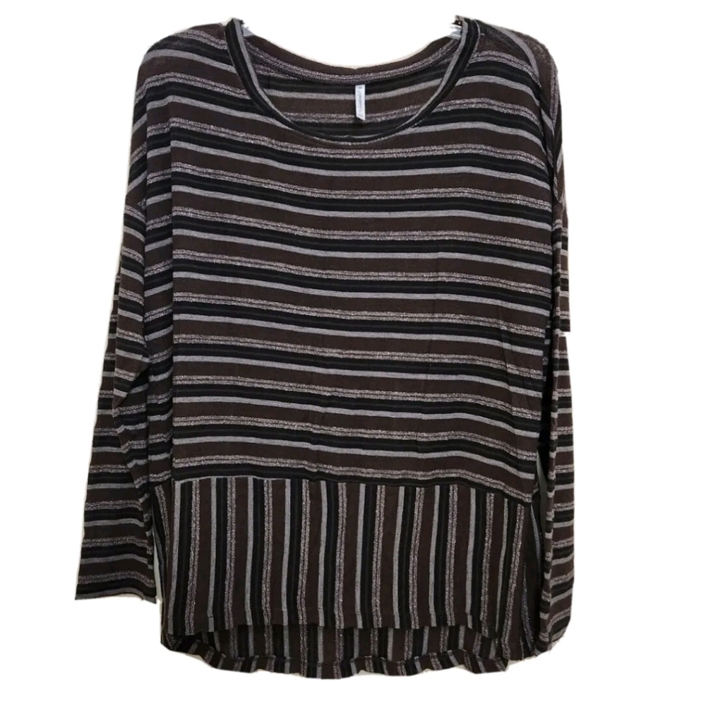 Passport Sweater Sheet Lightweight Brown Black Silver Striped M